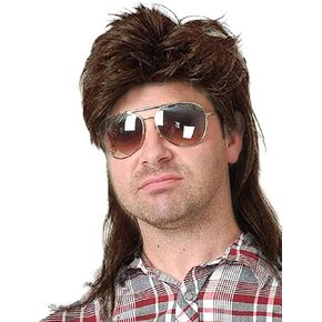 Mens Mullet Wigs for 70s 80s Costumes,Halloween Party Personality Accessory Cosplay Hair Wig (Black) in Saudi Arabia