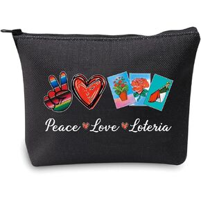 JXGZSO Funny Lottery Bag Mexican Bingo Storage Bag Lottery Gift Peace Love Loteria Canvas Bag With Zipper Lottery Themed Gifts in Kuwait