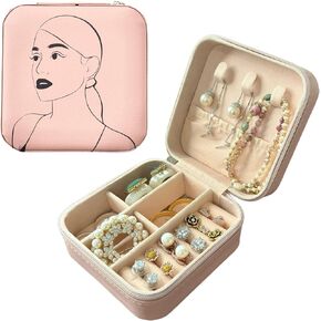 صندوق تنظيم مجوهرات السفر من HaicoM | منظم سفر المجوهرات الصغيرة للنساء | صناديق المجوهرات الوردية | أساسيات السفر للنساء والفتيات | حامل القرط in Kuwait