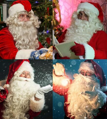 مجموعة شعر مستعار ولحية سانتا الفاخرة من shecool - شعر مستعار سانتا أشقر مع لحية سانتا شقراء مقاس 23 بوصة، ونظارات، وحواجب، وقبعة شعر مستعار لأزياء عيد الميلاد والحفلات التنكرية SL037 in Kuwait