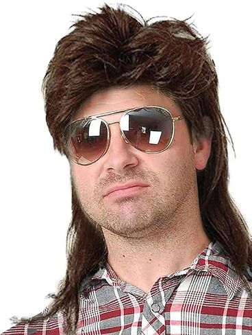 Mens Mullet Wigs for 70s 80s Costumes,Halloween Party Personality Accessory Cosplay Hair Wig (Black) in Saudi Arabia