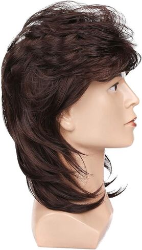 Mens Mullet Wigs for 70s 80s Costumes,Halloween Party Personality Accessory Cosplay Hair Wig (Black) in Saudi Arabia