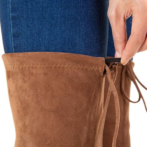 N.N.G Women Over Knee Boots Thigh High Suede Block Heel Lace Up Black Winter Long OTK Comfort in Kuwait