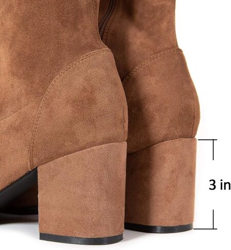 N.N.G Women Over Knee Boots Thigh High Suede Block Heel Lace Up Black Winter Long OTK Comfort in Kuwait