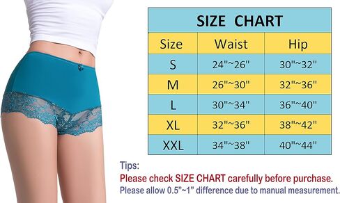 شورت نسائي من الدانتيل من Flonica، ملابس داخلية نسائية مريحة عالية الخصر، سراويل داخلية مثيرة للنساء، عبوة من 6 قطع in Kuwait