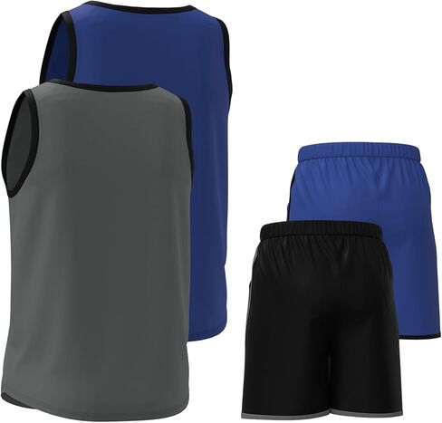 طقم ملابس للأولاد من Essenclo، تي شيرت رياضي بياقة دائرية بدون أكمام وأطقم ملابس قصيرة للأولاد مع جيوب 4 قطع - مقاس 5-14 in Kuwait