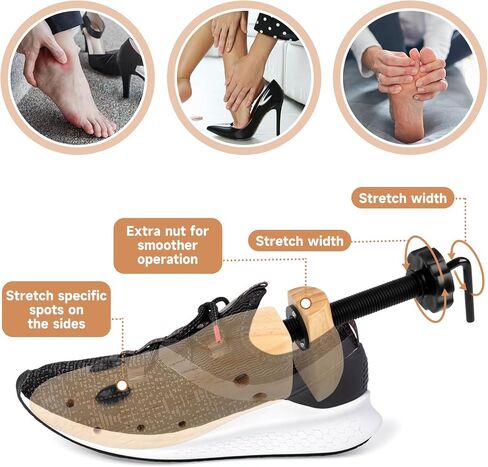 Demarzily 2 Way Shoe Stretcher Women Men,Upgrade Wooden Shoe Stretcher for Adjustable in Length and Width,Wood Shoe Shaper Expander for Man's Size 9 to 13 Women's Size 10 to 13.5 in Saudi Arabia
