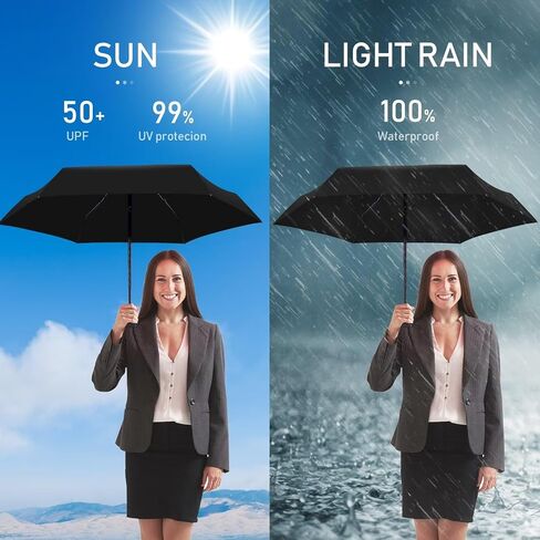 LEAGERA Mini Umbrella For Purse - Open Diameter 35inch, Small Travel Umbrella Compact Mini Waterproof Umbrellas for Rain, Suitable for Women Purse and Pocket, Manual-Openin, Black in Kuwait