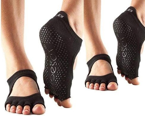 مجموعة متعددة من أصابع القدم من toesox Bellarina - جوارب أصابع غير قابلة للانزلاق للبيلاتس والباري واليوجا والباليه والأسود والفحمي والصدى in Saudi Arabia
