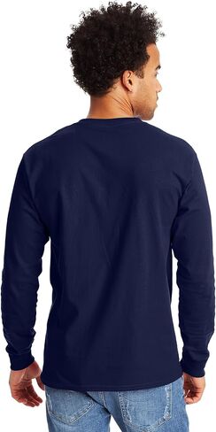 Hanes Essentials T-Shirt, Cotton Pocket, Long-Sleeve Tees for Men, Oxford Gray in Saudi Arabia