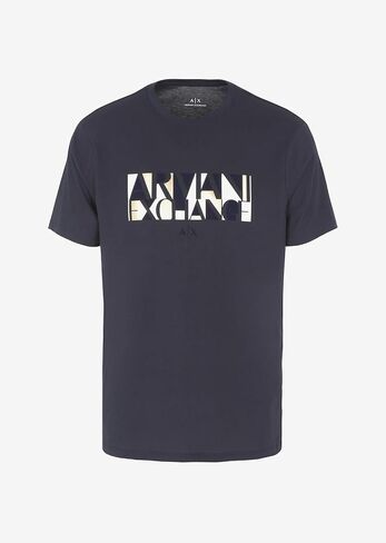 A｜X ARMANI EXCHANGE Men's Regular Fit Cotton Jersey Crew Neck Block Logo Tee in Saudi Arabia