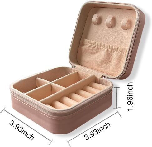 صندوق تنظيم مجوهرات السفر من HaicoM | منظم سفر المجوهرات الصغيرة للنساء | صناديق المجوهرات الوردية | أساسيات السفر للنساء والفتيات | حامل القرط in Kuwait