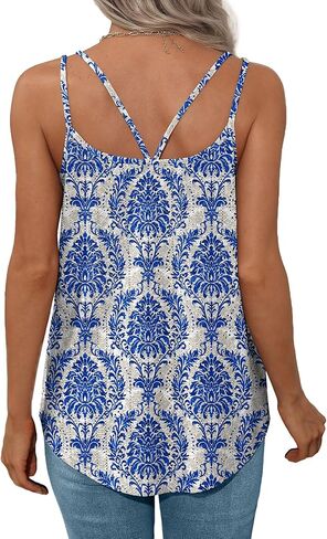 XIEERDUO Womens Tank Tops Spaghetti Strap Camisoles Eyelet Embroidery Scoop Neck Tops in Kuwait