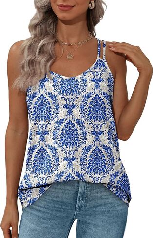 XIEERDUO Womens Tank Tops Spaghetti Strap Camisoles Eyelet Embroidery Scoop Neck Tops in Kuwait