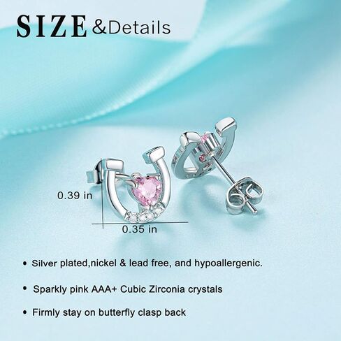 Hypoallergenic Horse Horseshoe Stud Earrings Silver for Girls Women Lucky Horse Jewelry Birthday Gifts for Horse Lovers in Saudi Arabia