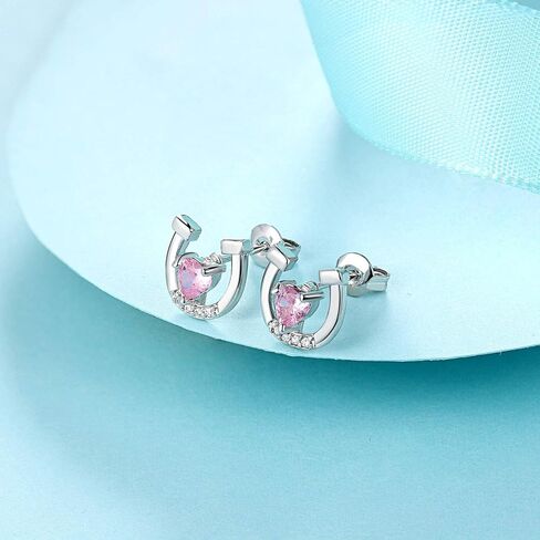Hypoallergenic Horse Horseshoe Stud Earrings Silver for Girls Women Lucky Horse Jewelry Birthday Gifts for Horse Lovers in Saudi Arabia
