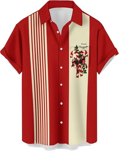 Hodaweisolp Mens Halloween Christmas Shirts Funky Santa Button Down Shirt Printed Short Sleeve Bowling Shirts in Kuwait