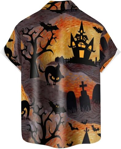 Hodaweisolp Mens Halloween Christmas Shirts Funky Santa Button Down Shirt Printed Short Sleeve Bowling Shirts in Kuwait