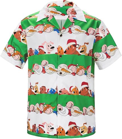 Christmas Shirts for Men Hawaiian Christmas Vacation Shirt Funny Christmas Button Down Shirts for Men Christmas Stripe 3XL in Saudi Arabia
