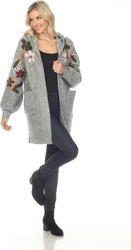 SIMPLY COUTURE Women's Winter Casual Open Front Pom Pom Long Sleeve Crochet Knit Cardigan Sweater in Saudi Arabia