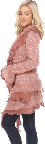 SIMPLY COUTURE Women's Winter Casual Open Front Pom Pom Long Sleeve Crochet Knit Cardigan Sweater in Saudi Arabia