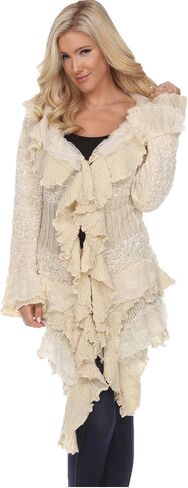 SIMPLY COUTURE Women's Winter Casual Open Front Pom Pom Long Sleeve Crochet Knit Cardigan Sweater in Saudi Arabia