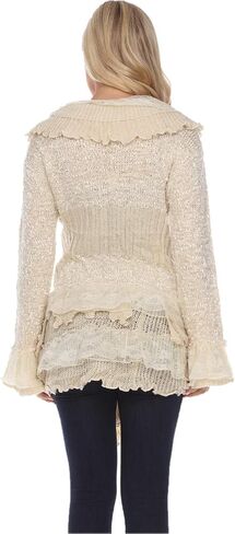 SIMPLY COUTURE Women's Winter Casual Open Front Pom Pom Long Sleeve Crochet Knit Cardigan Sweater in Saudi Arabia