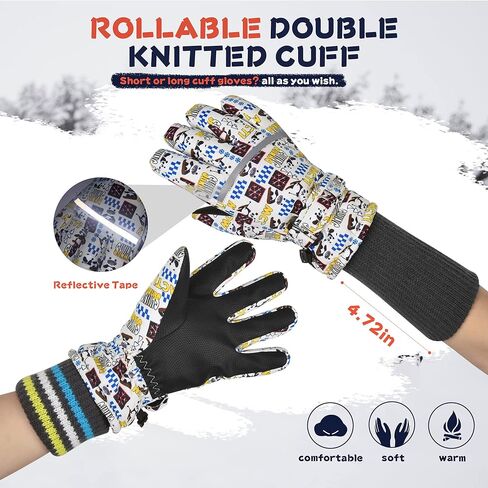 قفازات التزلج للأطفال من MCTi مقاومة للماء وقفازات ثلج شتوية طويلة محبوكة in Kuwait