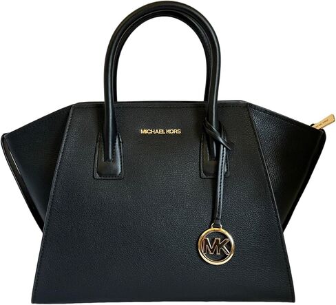 Michael Kors Avril Large Top Zip Slouch Satchel Crossbody Black Leather in Kuwait