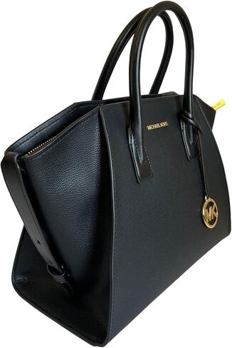 Michael Kors Avril Large Top Zip Slouch Satchel Crossbody Black Leather in Kuwait