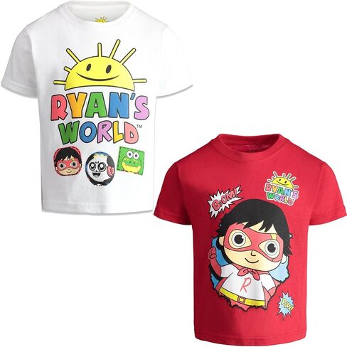 RYAN'S WORLD Red Titan Combo Panda 2 Pack T-Shirts Toddler to Big Kid in Kuwait