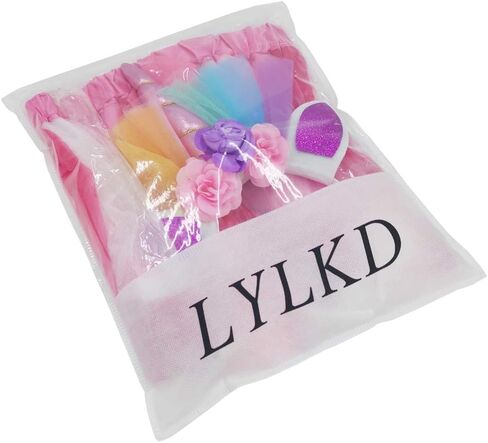 تنانير LYLKD للفتيات الصغيرات ذات طبقات بألوان قوس قزح مع عصابة رأس على شكل قرن وحيد القرن in Kuwait