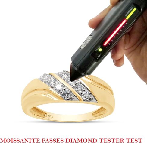 سافيرث دايموندز 1/4 قيراط. خاتم زفاف نسائي من t.w مصنوع من الماس المويسانتي ذو صف مزدوج من الذهب عيار 14 قيراط فوق الفضة الإسترليني (0.25 قيراط)، هدية عيد الحب لها in Kuwait