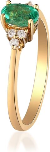 Gin & Grace 10K Yellow Gold Natural Zambian Emerald Ring with Natural Diamonds for women | Ethically, authentically & organically sourced Oval-Cut Emerald hand-crafted jewelry for her | Emerald Ring for women. in Saudi Arabia