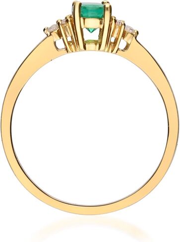 Gin & Grace 10K Yellow Gold Natural Zambian Emerald Ring with Natural Diamonds for women | Ethically, authentically & organically sourced Oval-Cut Emerald hand-crafted jewelry for her | Emerald Ring for women. in Saudi Arabia