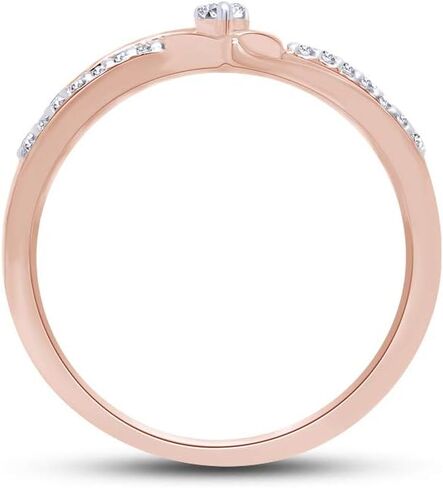 AFFY Round Cut Natural White Diamond Split Shank Heart Promise Bypass Engagement Ring In 14k Gold Over Sterling Silver (0.10 cttw, Color- I-J, Clarity- I2-I3) Valentine's Day Gift For Her in Saudi Arabia