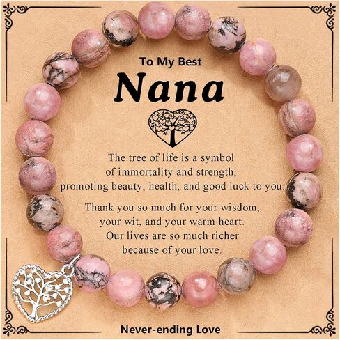 ORISPRE Mother's Day Gifts for Grandma Nana, Tree of Life Stone Bracelet, Birthday Christmas Grandmother Gift from Grandchildren in Saudi Arabia