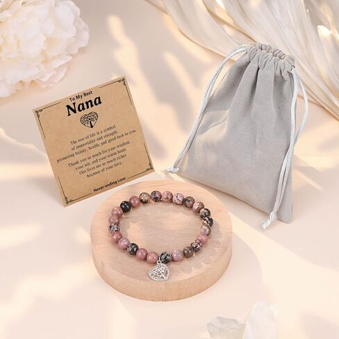 ORISPRE Mother's Day Gifts for Grandma Nana, Tree of Life Stone Bracelet, Birthday Christmas Grandmother Gift from Grandchildren in Saudi Arabia