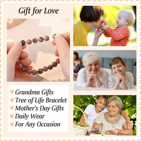ORISPRE Mother's Day Gifts for Grandma Nana, Tree of Life Stone Bracelet, Birthday Christmas Grandmother Gift from Grandchildren in Saudi Arabia