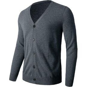 zhilifs Men's Cardigan Sweater V Neck Casual Soft Long Sleeve Button Down Knitted Winter Sweater in Kuwait