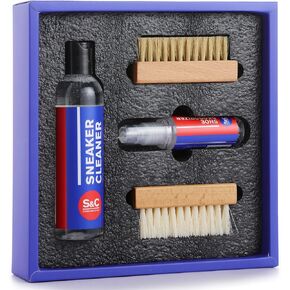 Premium Sneaker Cleaning Kit - 6 Oz. Shoe Cleaner, 1.4 Oz. Shoe Deodorizer Spray, Soft & Hard Bristle Shoe Brushes - Shoe Cleaner for White Sneakers, Nubuck, Suede, Canvas, Leather, Red, 123 in Kuwait