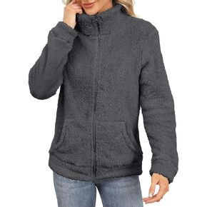 JUOIANTANG المرأة القطبية ابتزاز مبطن سستة الوقوف طوق سترة مبطن البلوز مع جيوب جانبية S-XXL in Kuwait