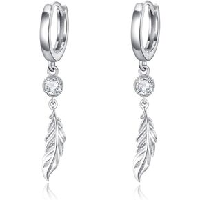 AOVEAO Feather Earrings,Angel Wing Earrings 925 Sterling Silver Feather Hook Earrings,Moonstone Feather Dangle Drop Earrings Hypoallergenic Angel Wing Feather Jewelry Gifts For Women Girls Sensitive Ears in Kuwait