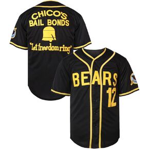 MESOSPERO Bad News Bears Tanner Boyle 3 Kelly Leak Movie 1976 Chico's Bail Bonds Baseball Jersey for Men, 12 Black, S in Kuwait