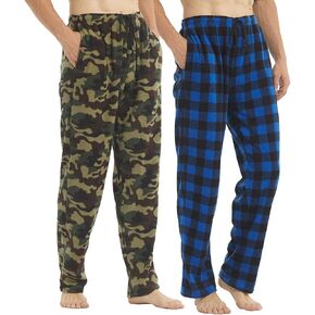 LANBAOSI 2 Pack رجالي بيجامة سروال مجموعة قيعان الصوف صالة ملابس خاصة خفيفة الوزن منقوشة pj السراويل مع جيوب Microfleece in Kuwait