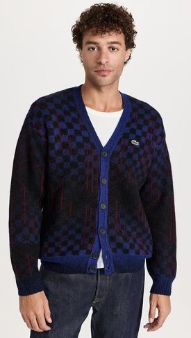Lacoste Men's Relaxed Fit Long Sleeve Button Down Cardigan Sweater in Saudi Arabia