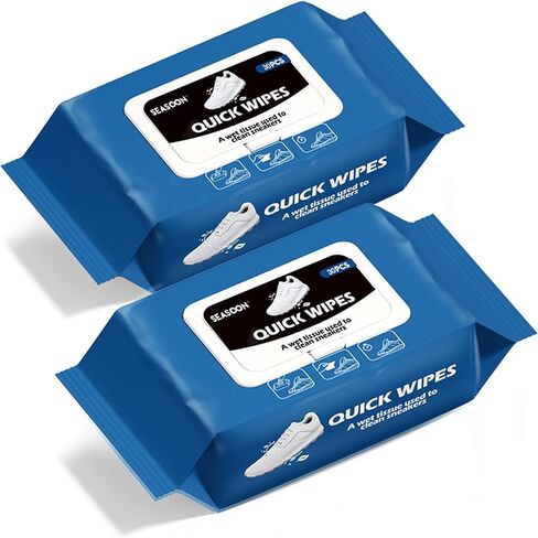 YURRUON Portable Shoes Cleaning Wipes 2 Pack 60 Pcs Sneaker Wipes No-wash Maintenance Care for Sneakers Quick Remove Dirt, Stains Leather shoes in Kuwait