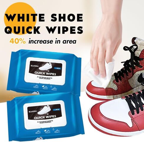 YURRUON Portable Shoes Cleaning Wipes 2 Pack 60 Pcs Sneaker Wipes No-wash Maintenance Care for Sneakers Quick Remove Dirt, Stains Leather shoes in Kuwait