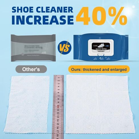 YURRUON Portable Shoes Cleaning Wipes 2 Pack 60 Pcs Sneaker Wipes No-wash Maintenance Care for Sneakers Quick Remove Dirt, Stains Leather shoes in Kuwait
