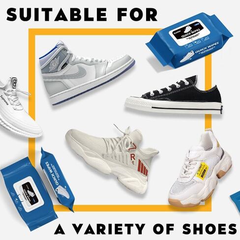 YURRUON Portable Shoes Cleaning Wipes 2 Pack 60 Pcs Sneaker Wipes No-wash Maintenance Care for Sneakers Quick Remove Dirt, Stains Leather shoes in Kuwait